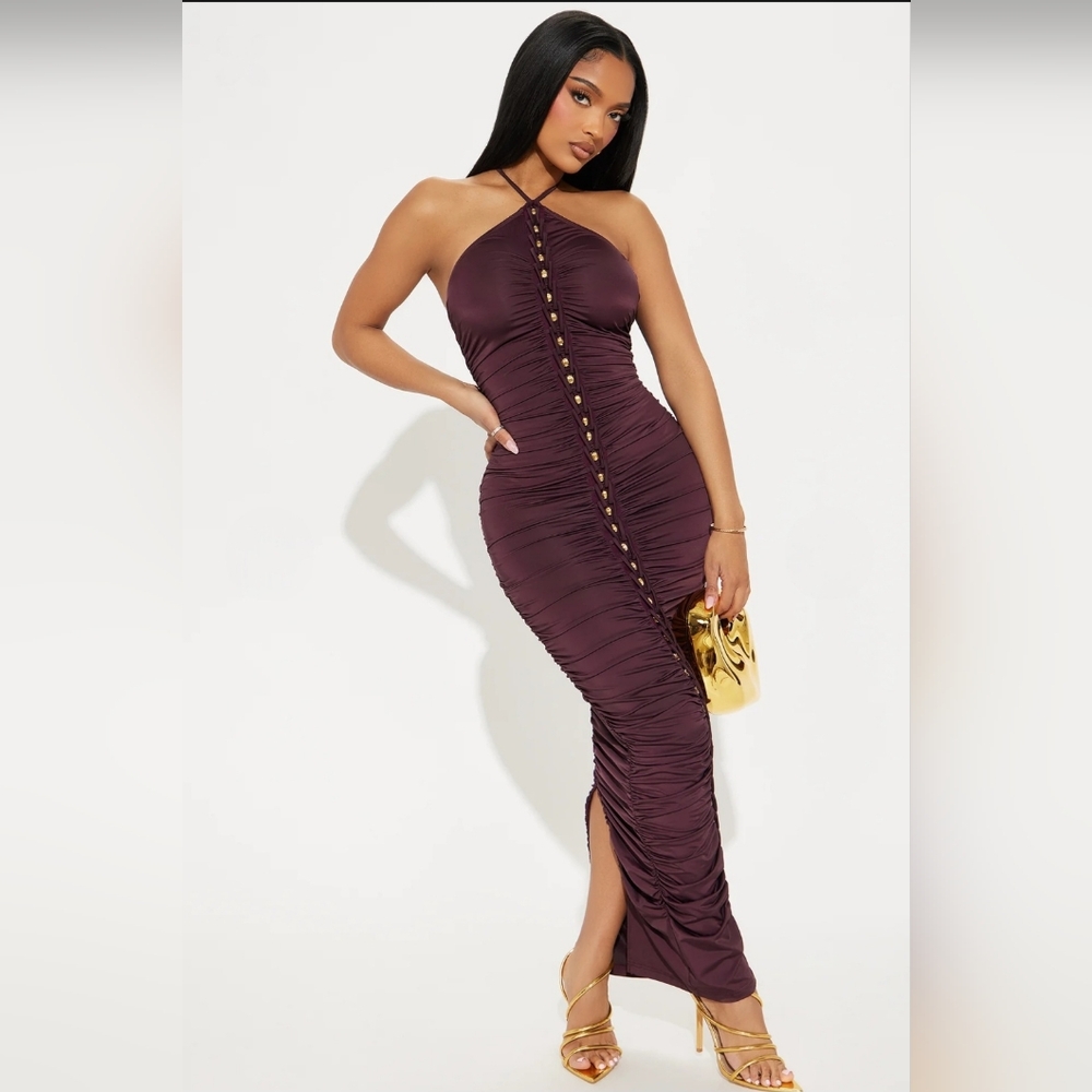 Fashion Nova Regina Halter Maxi Dress Sz L